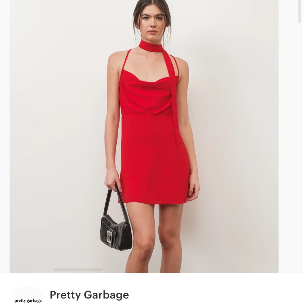 Pretty Garbage Scarlet Halter Mini Dress - No Scarf
